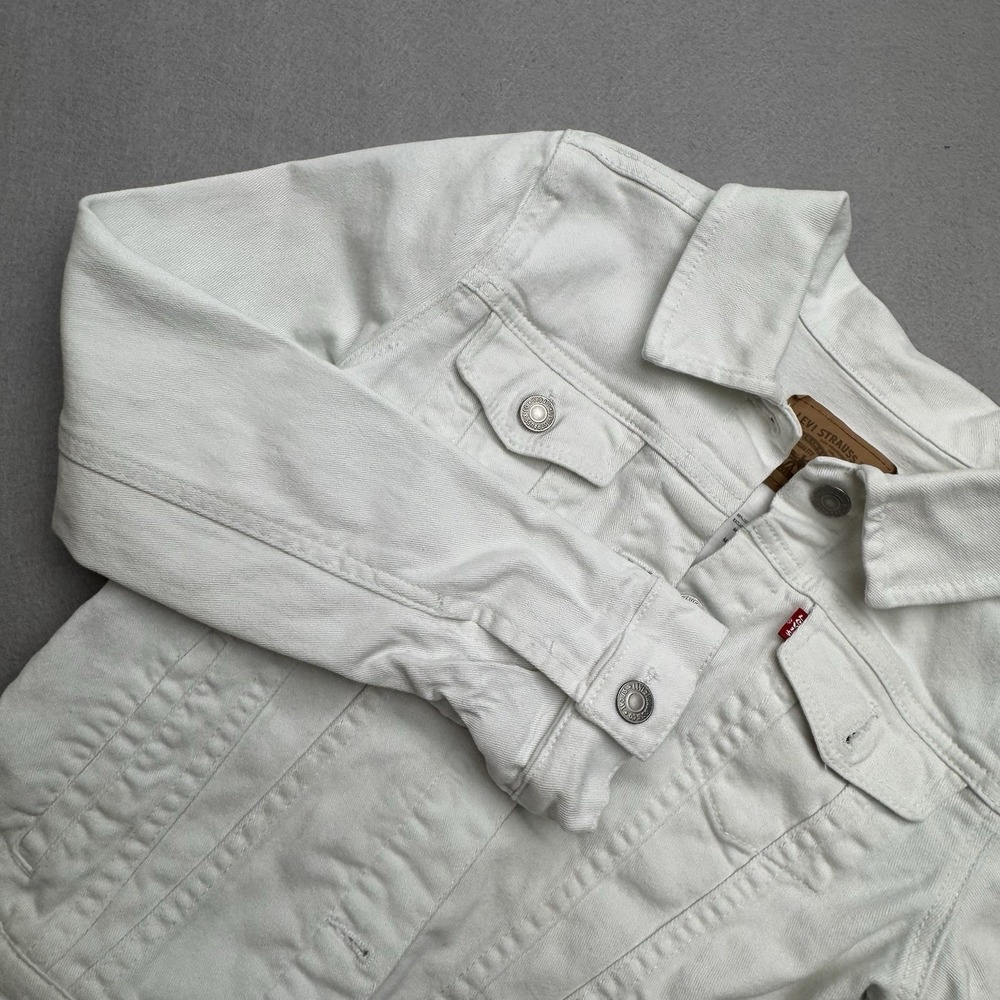 Levi's Strauss Denim Jacket White‎ L 12-13yrs Trucker Jeans Field Kids Girls